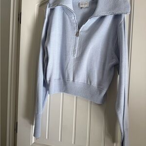 Pink Rose Light Blue Cowl Neck Sweater